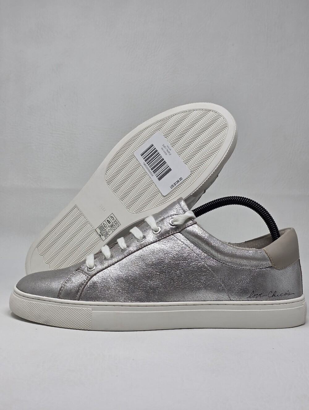 Chico’s Women’s Silver Leather Lace Up Shoes Sneakers Size 11 M New